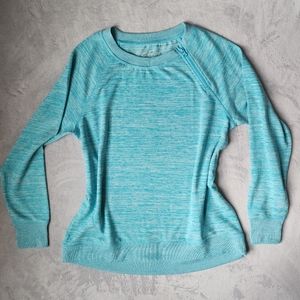 Gerry Journey Women's Asymmetrical Zip Neck Long Sleeve Shirt Blue, Size Small